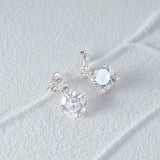 925 Sterling Silver Zircon Stud Earrings, Sparkling Wedding Jewelry