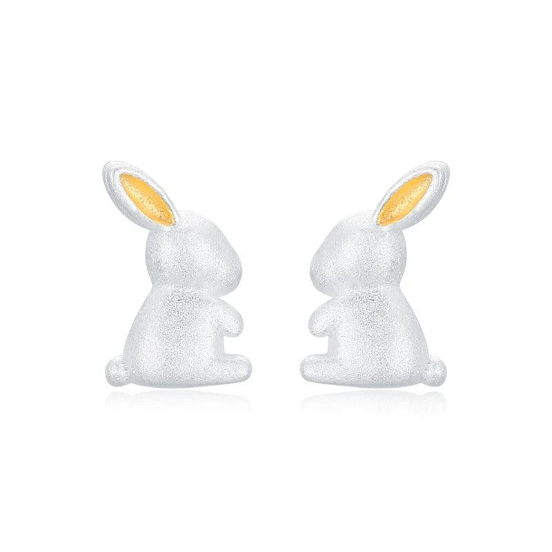Sterling Silver Rabbit Stud Earrings for Girls Women