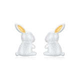 Sterling Silver Rabbit Stud Earrings for Girls Women