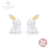 Sterling Silver Rabbit Stud Earrings for Girls Women