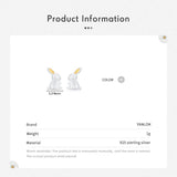 Sterling Silver Rabbit Stud Earrings for Girls Women