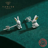 Sterling Silver Rabbit Stud Earrings for Girls Women