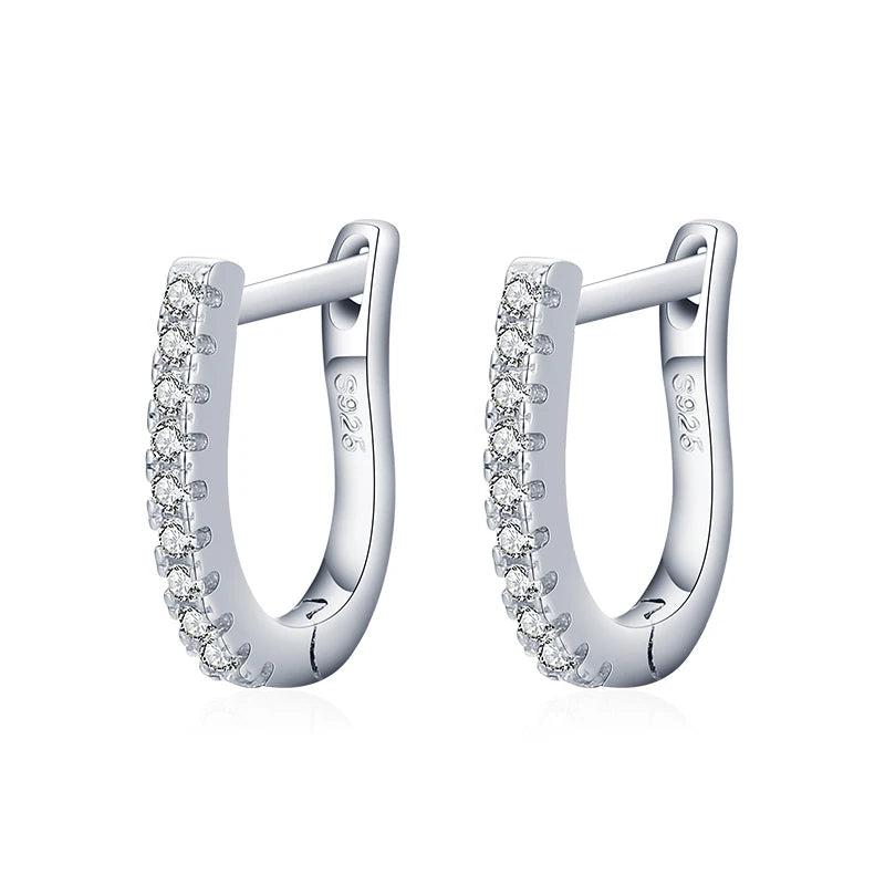 925 Silver Zircon Hoop Earrings for Women Wedding