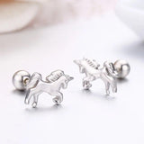 925 Silver Unicorn Horse Stud Earrings for Women Girls Kids Baby