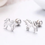 925 Silver Unicorn Horse Stud Earrings for Women Girls Kids Baby