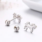 925 Silver Unicorn Horse Stud Earrings for Women Girls Kids Baby