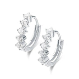 925 Silver CZ Stones Huggie Hoop Earrings For Women Girls