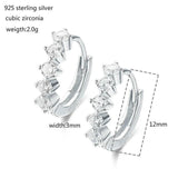 925 Silver CZ Stones Huggie Hoop Earrings For Women Girls