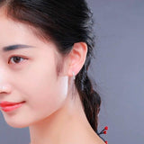 925 Silver CZ Stones Huggie Hoop Earrings For Women Girls