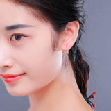 925 Silver CZ Stones Huggie Hoop Earrings For Women Girls