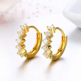 925 Silver CZ Stones Huggie Hoop Earrings For Women Girls