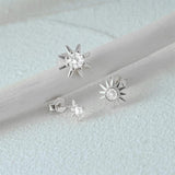 925 Silver Star Piercing Bar Stub Earring Set Women Jewelry Party Gift