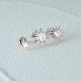 925 Silver Star Piercing Bar Stub Earring Set Women Jewelry Party Gift
