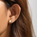 925 Silver Opal Sun Piercing Earrings Retro Jewelry Gift