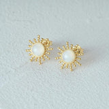 925 Silver Opal Sun Piercing Earrings Retro Jewelry Gift