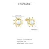 925 Silver Opal Sun Piercing Earrings Retro Jewelry Gift