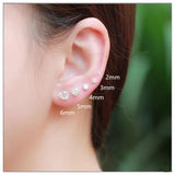 Crystal Zircon 925 Silver Stud Earrings Women's Jewelry