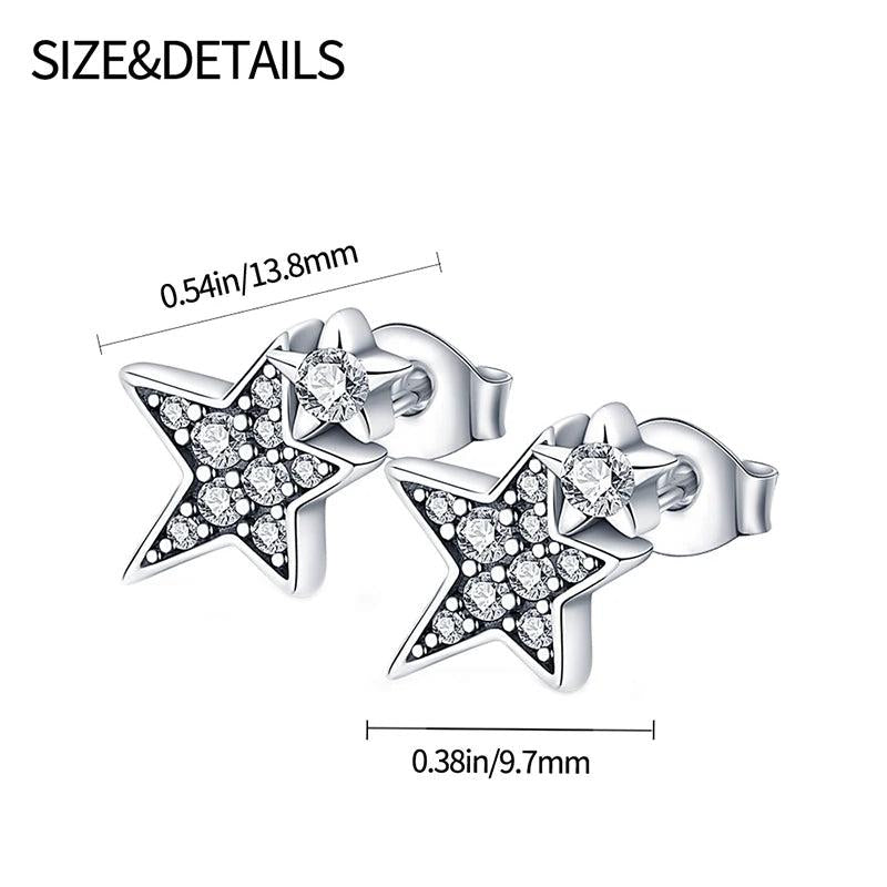 925 Silver Sapphire Zircon Stud Earrings Hot Feather Heart Hoop Earring
