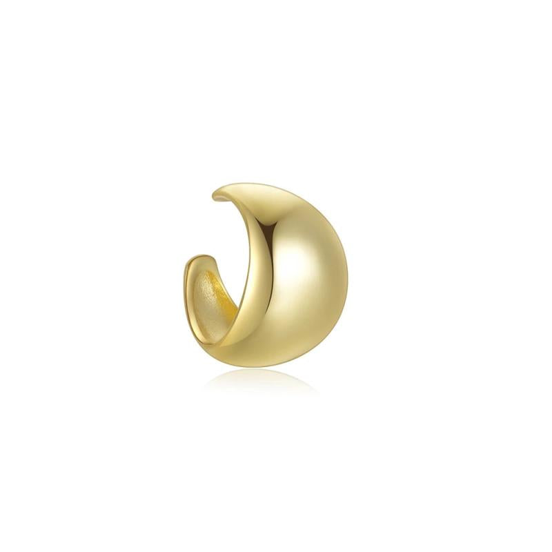 925 Silver Wide C-shaped Ear Cuff Clip Earring For Unpierced Ear