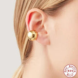 925 Silver Wide C-shaped Ear Cuff Clip Earring For Unpierced Ear
