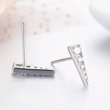925 Silver Rainbow CZ Spike Stud Earrings For Women Girls Kids