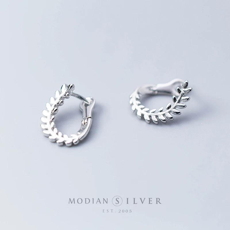 925 Silver Tree of Life Hoop Earrings Women Sterling Silver Leaves Jewelry