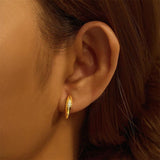 925 Silver Star CZ Zircon Buckle Hoops 18K Earrings