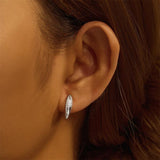 925 Silver Star CZ Zircon Buckle Hoops 18K Earrings