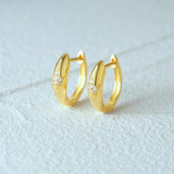 925 Silver Star CZ Zircon Buckle Hoops 18K Earrings