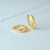 925 Silver Star CZ Zircon Buckle Hoops 18K Earrings