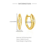 925 Silver Star CZ Zircon Buckle Hoops 18K Earrings