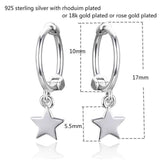 925 Silver Star Charms Hoops Earrings for Girls