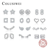 Colusiwei 13 Style Earring 925 Silver CZ Star Hearts Geometric Stud