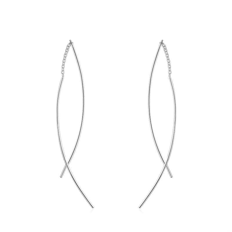 Colusiwei 925 Sterling Silver Thin Tube Chain Drop Earrings