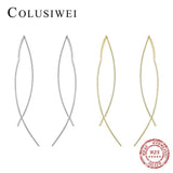 Colusiwei 925 Sterling Silver Thin Tube Chain Drop Earrings