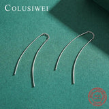 Colusiwei 925 Sterling Silver Thin Tube Chain Drop Earrings