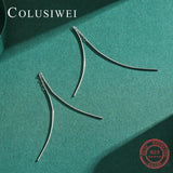 Colusiwei 925 Sterling Silver Thin Tube Chain Drop Earrings