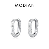 U Shape Texture Hoop Earrings 925 Sterling Silver Ear Buckles For Women