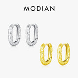 U Shape Texture Hoop Earrings 925 Sterling Silver Ear Buckles For Women
