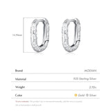 U Shape Texture Hoop Earrings 925 Sterling Silver Ear Buckles For Women