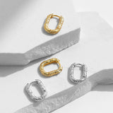 U Shape Texture Hoop Earrings 925 Sterling Silver Ear Buckles For Women