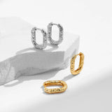 U Shape Texture Hoop Earrings 925 Sterling Silver Ear Buckles For Women