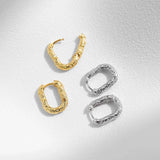 U Shape Texture Hoop Earrings 925 Sterling Silver Ear Buckles For Women