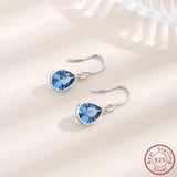 S925 Sterling Silver Water Drop Sapphire Earrings