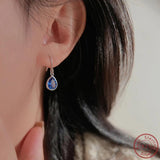 S925 Sterling Silver Water Drop Sapphire Earrings