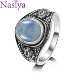 Natural Moonstone S925 Silver Ring Men Women Party Weeding Anniversary