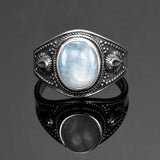 Natural Moonstone S925 Silver Ring Men Women Party Weeding Anniversary