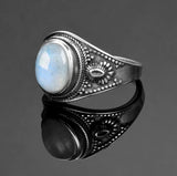 Natural Moonstone S925 Silver Ring Men Women Party Weeding Anniversary