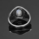 Natural Moonstone S925 Silver Ring Men Women Party Weeding Anniversary