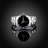 925 Silver Zircon Watch Shape Ring Women Wedding Gift